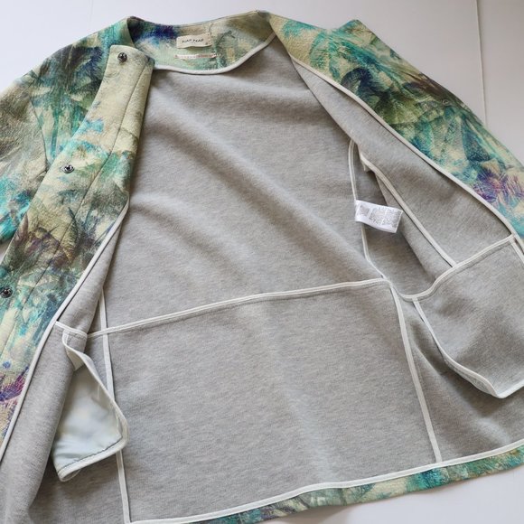 NAF NAF PARIS Size 40 (US Size Large) Green Blue Palm Tree Jacket Coat - Picture 11 of 11